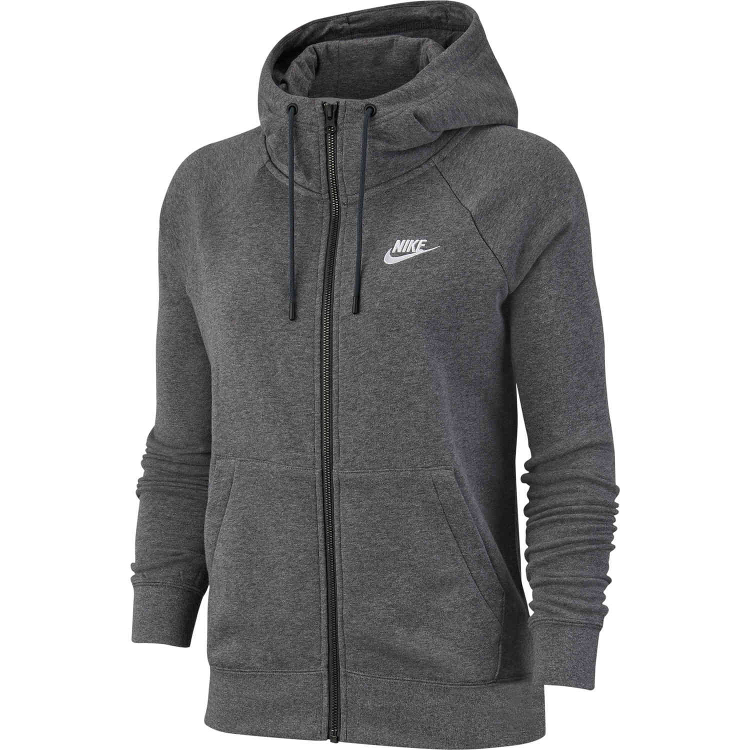 Women's Nike Essential Fleece Full-zip Hoodie - Dark Grey Heather ...
