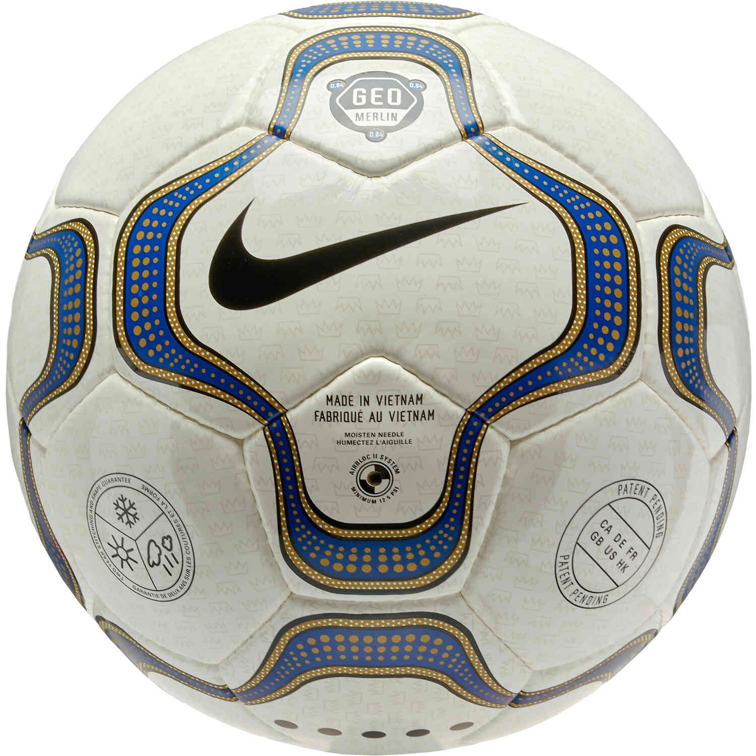 Nike League Geo Merlin Match Soccer Ball - White & Black with Blue - Soccer Master