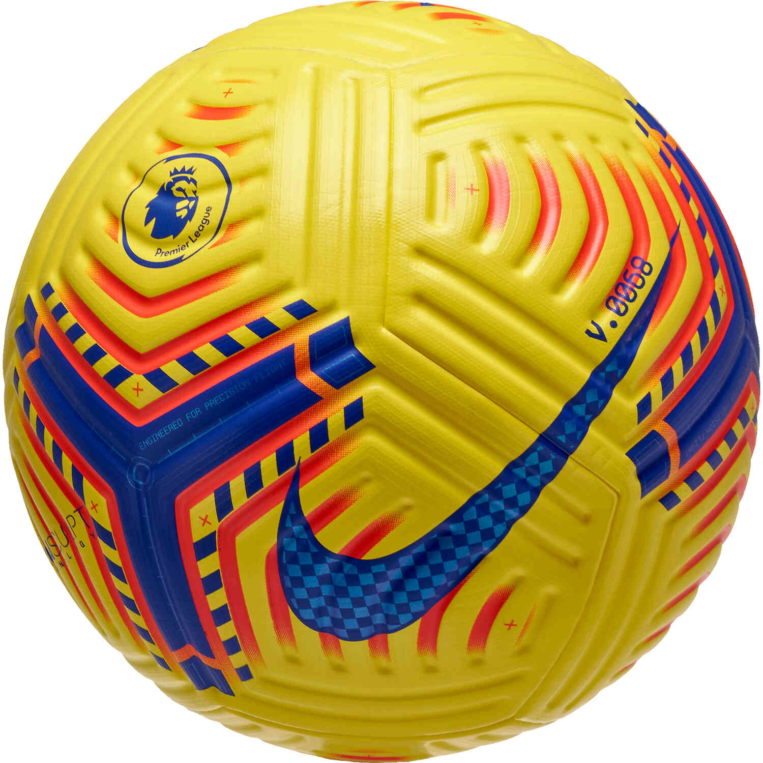 Nike Hi-vis Premier League Flight Official Match Soccer Ball - Yellow & Laser Crimson with Purple -