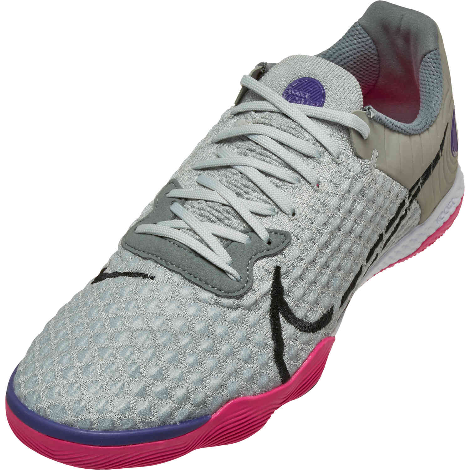 Nike React Gato IC Soccer Shoes - Light Grey, Black & Smoke Grey -