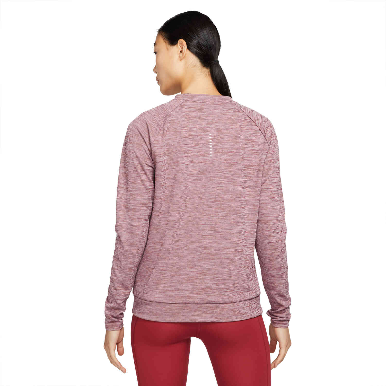 Women's Nike Pacer Crew - Pomegranate & Heather with Reflective Silver ...