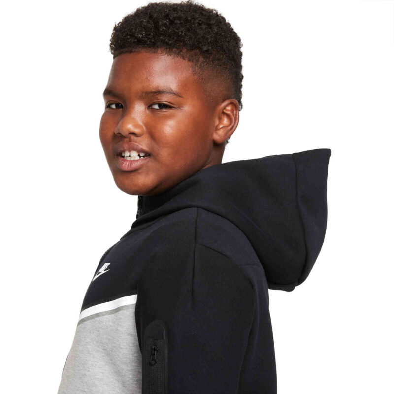 Kids Nike Sportswear Tech Fleece Full-zip Hoodie - Black & Dark Grey ...