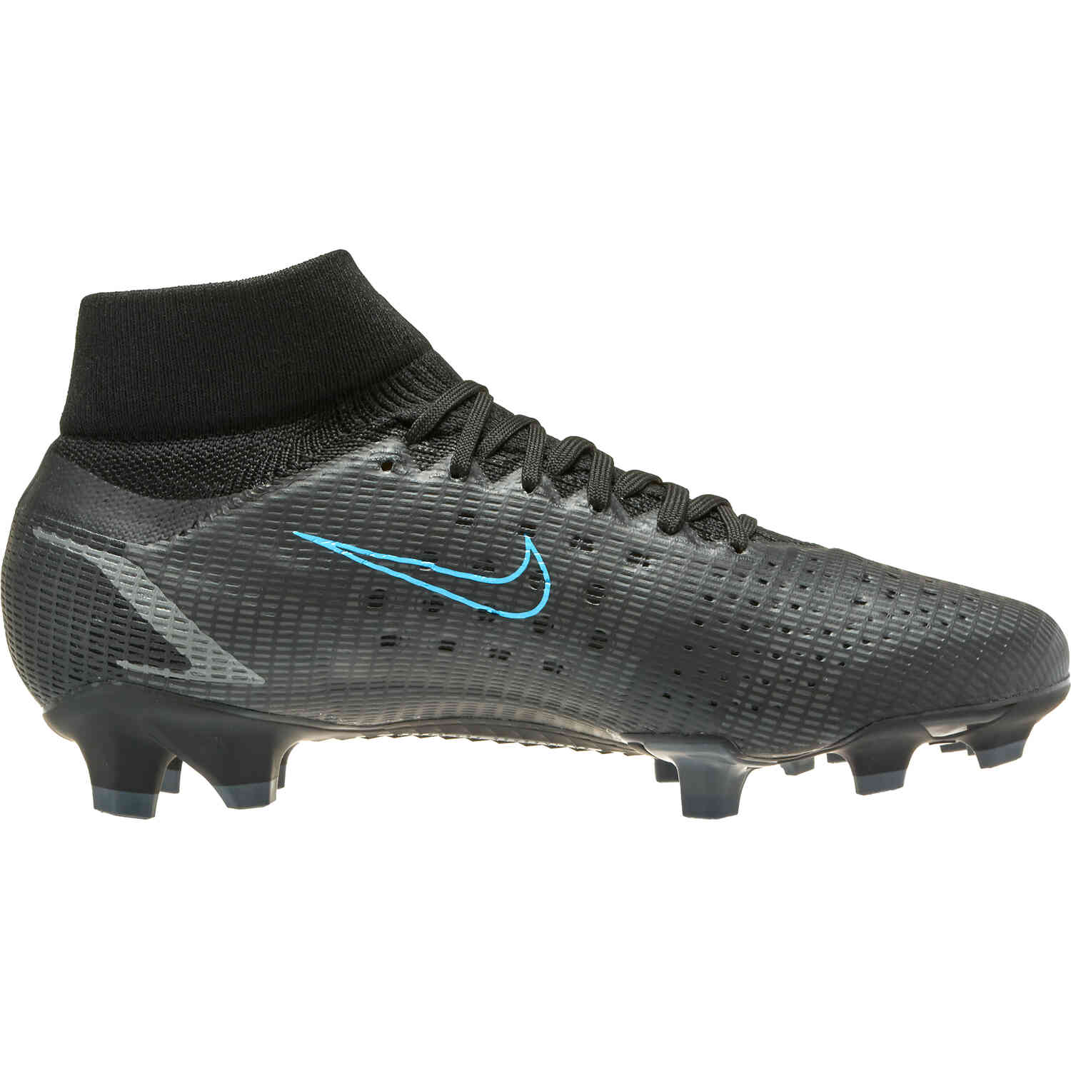 Mercurial superfly vi pro fg soccer cleat - top black/black