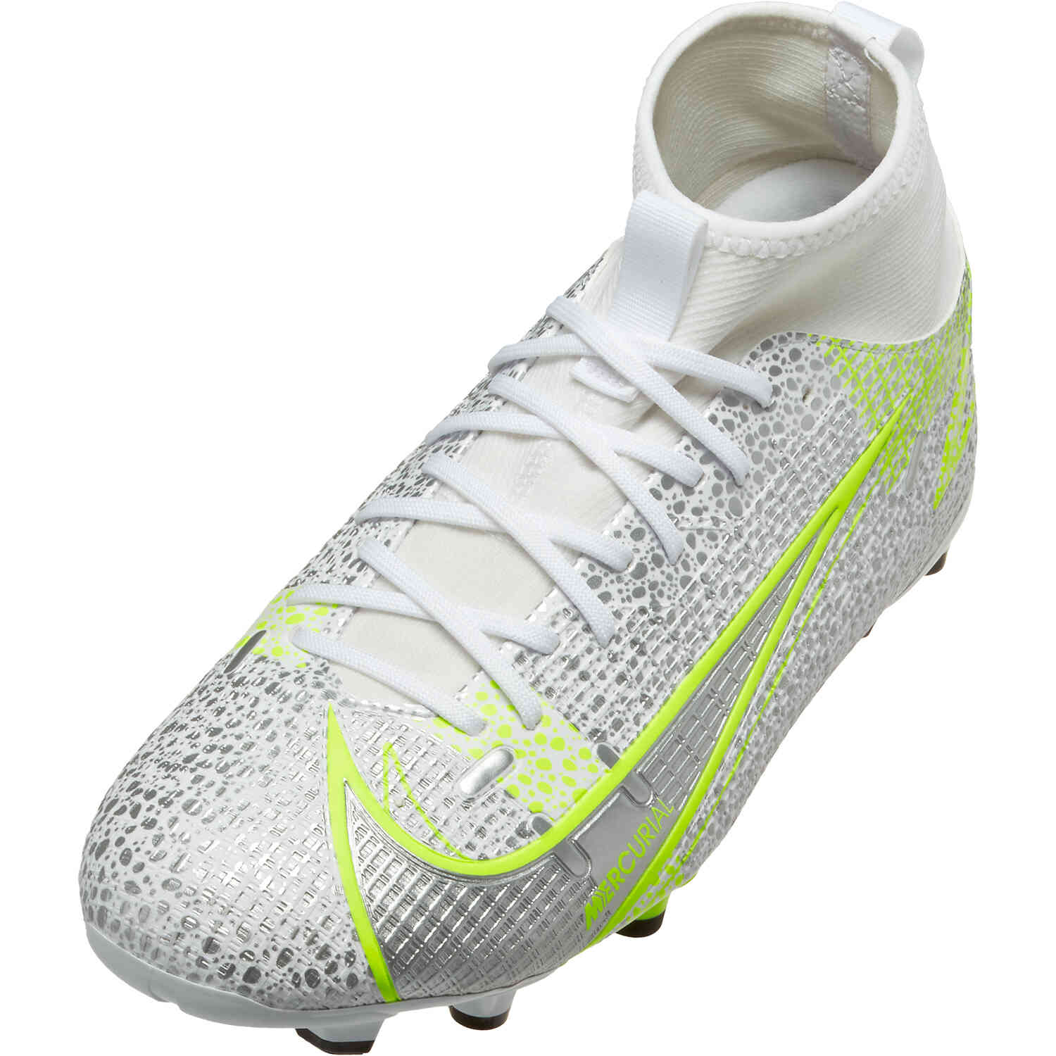 Kids Nike Mercurial Superfly 8 Academy FG Silver Safari Soccer