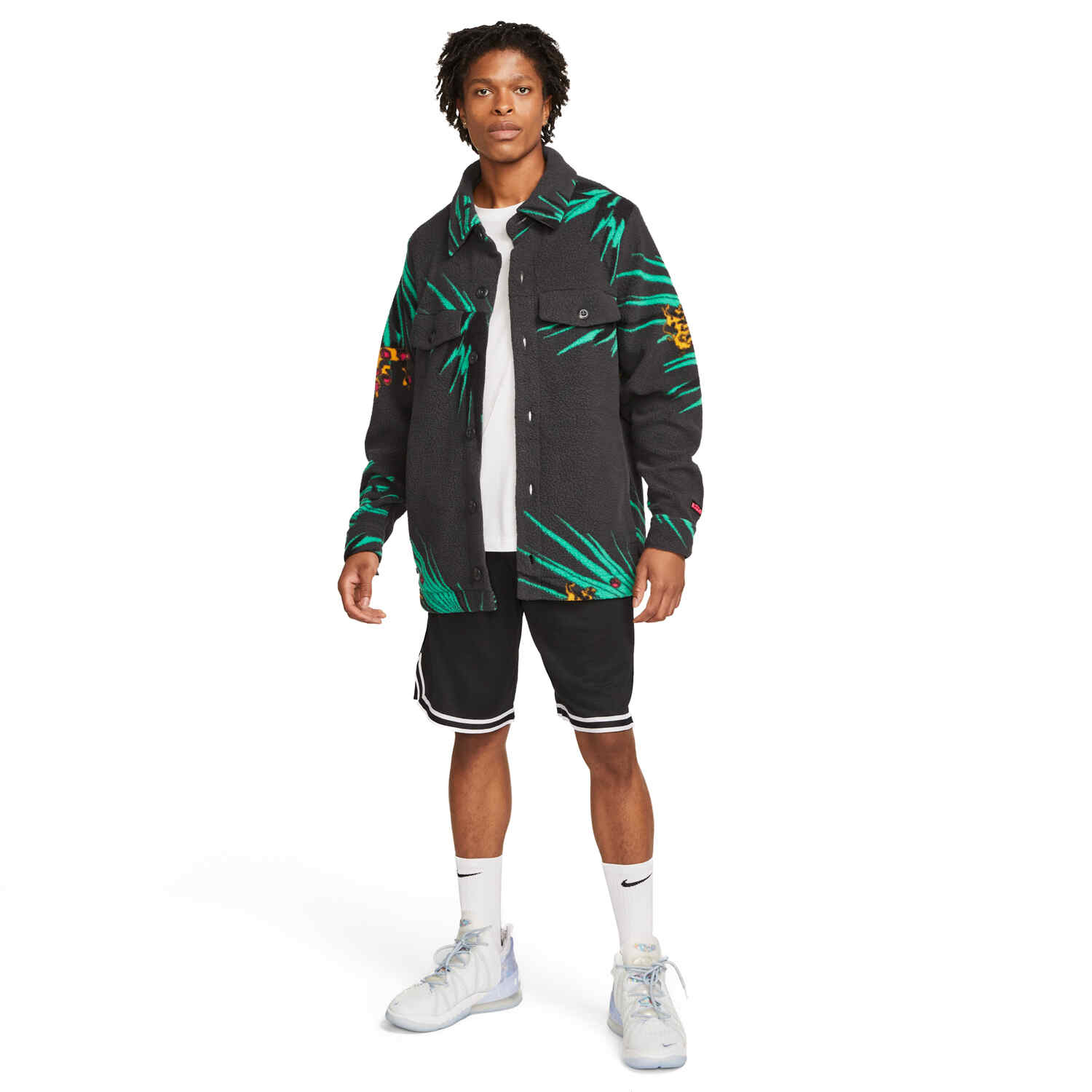 Nike x LBJ Tropical Sherpa Button up Jacket Dark Smoke Grey