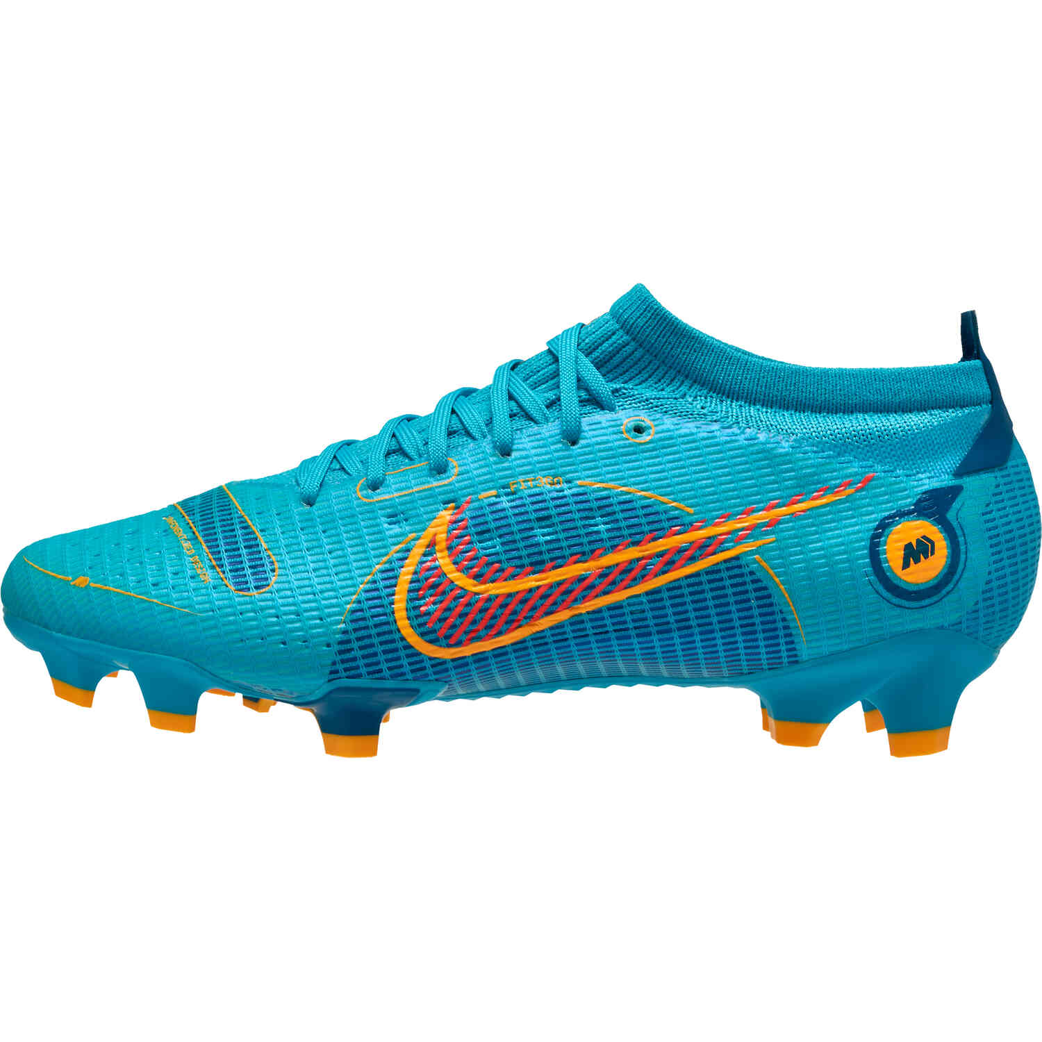 Blue and orange top nike soccer cleats