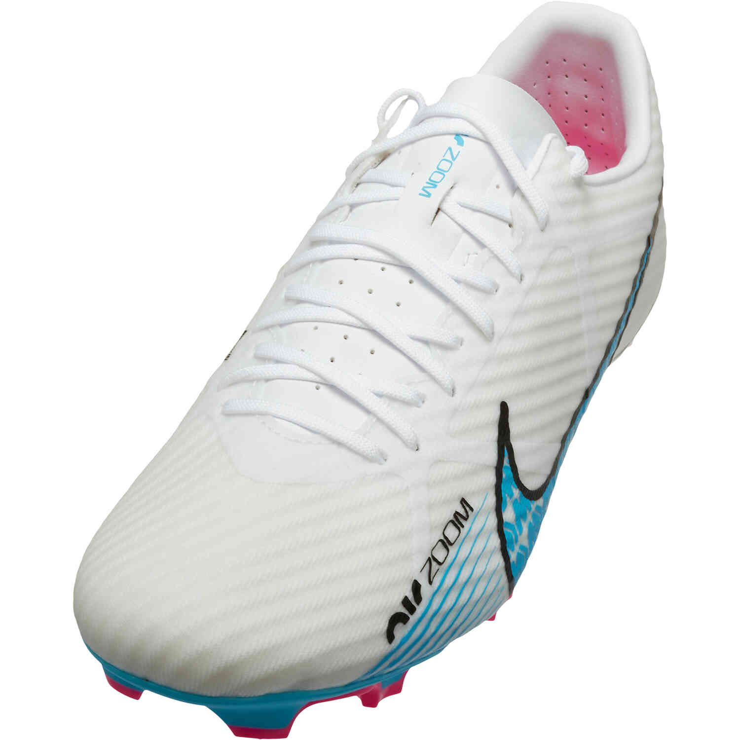 Nike Zoom Mercurial Vapor 15 Academy MG Soccer Cleats - White, Baltic Blue, Black & Hot Punch - Soccer Master