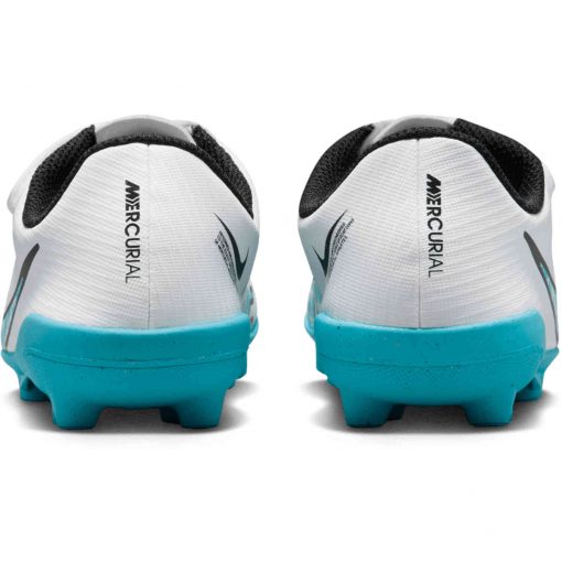 Kids Nike Velcro Mercurial Vapor 15 Club MG Soccer Cleats - White/Baltic Blast Soccer Master