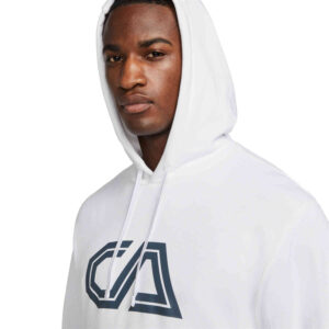 White and top navy hoodie