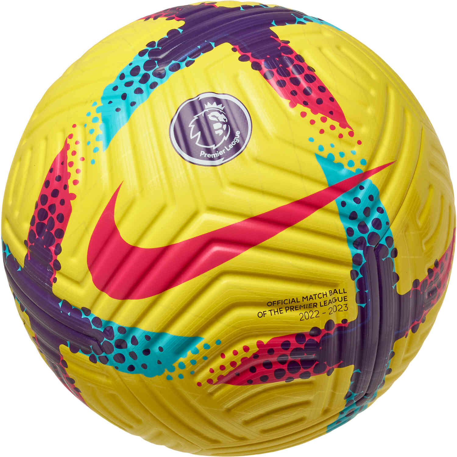 Nike Premier League Flight Official Match Soccer Ball - Hi Vis  Yellow/Purple/Red - Soccer Master