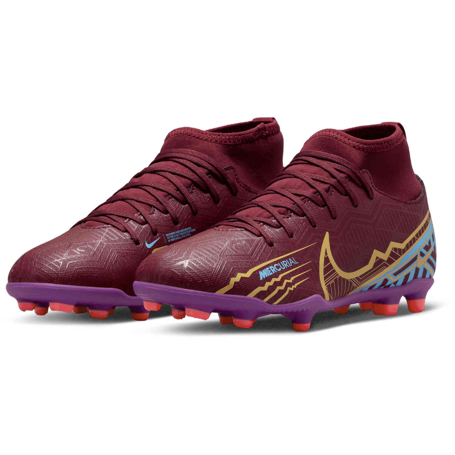 Kids Nike Mbappe Zoom Mercurial Superfly 9 Club FG Dark Beetroot
