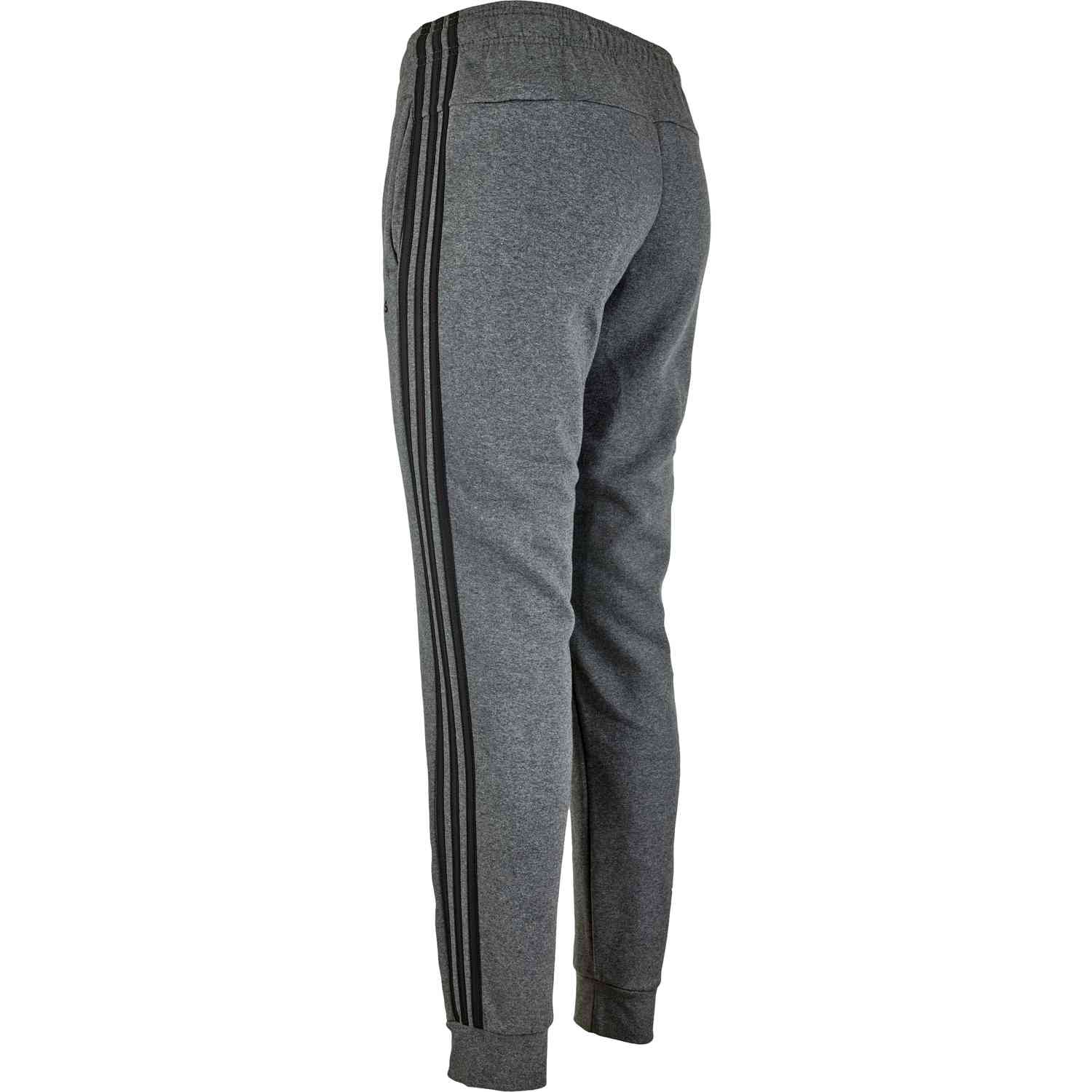 adidas Essentials Lifestyle 3-Stripes Fleece Pants - Dark Grey Heather ...