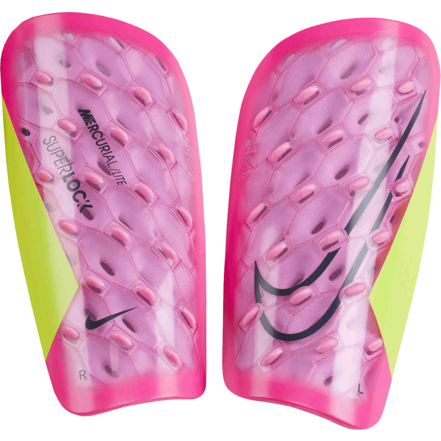 Nike Mercurial Lite Superlock Shin Guards Pink Spell Volt