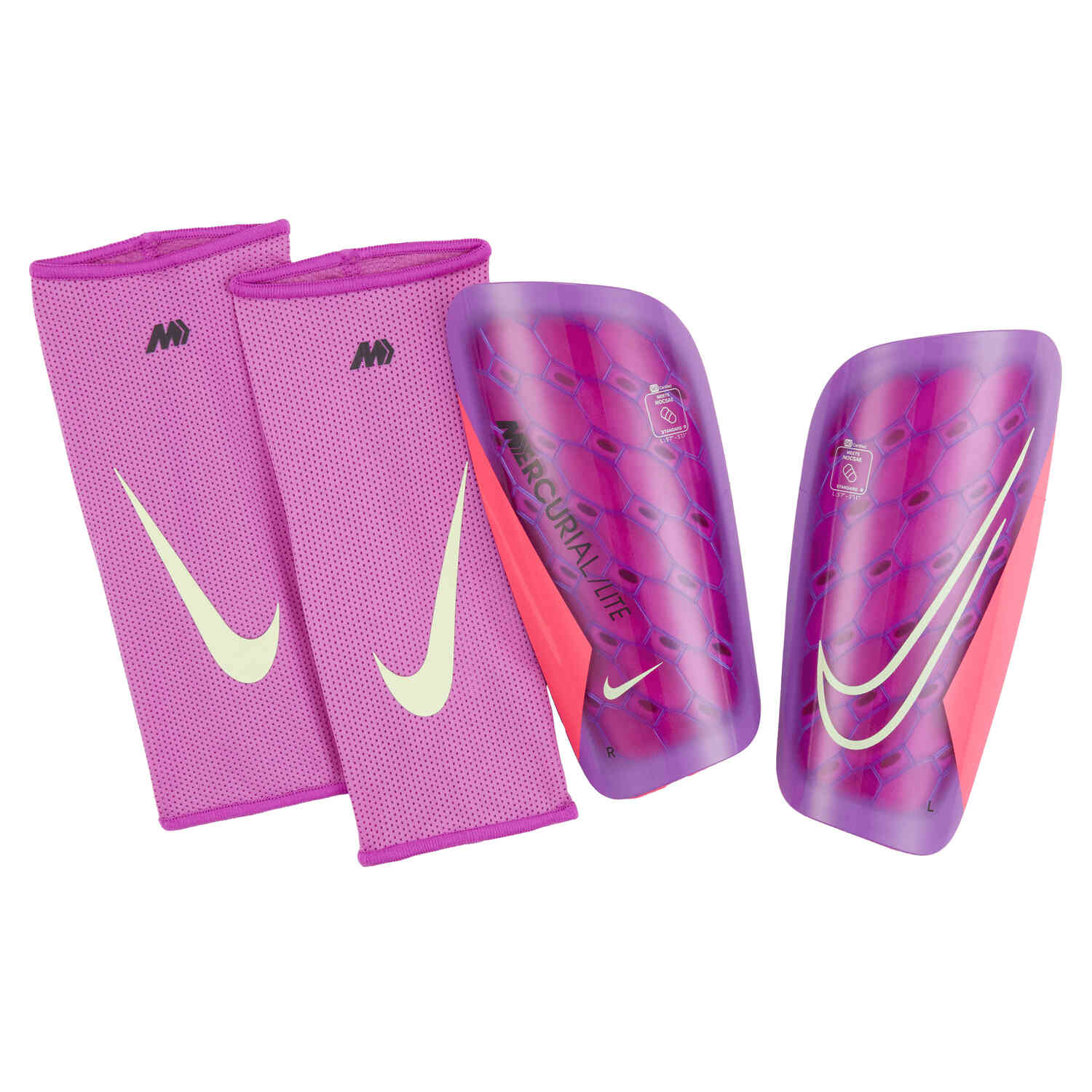 Nike Mercurial Lite Shin Guards Hyper Pink Fuchsia Dream Barely Volt Soccer Master