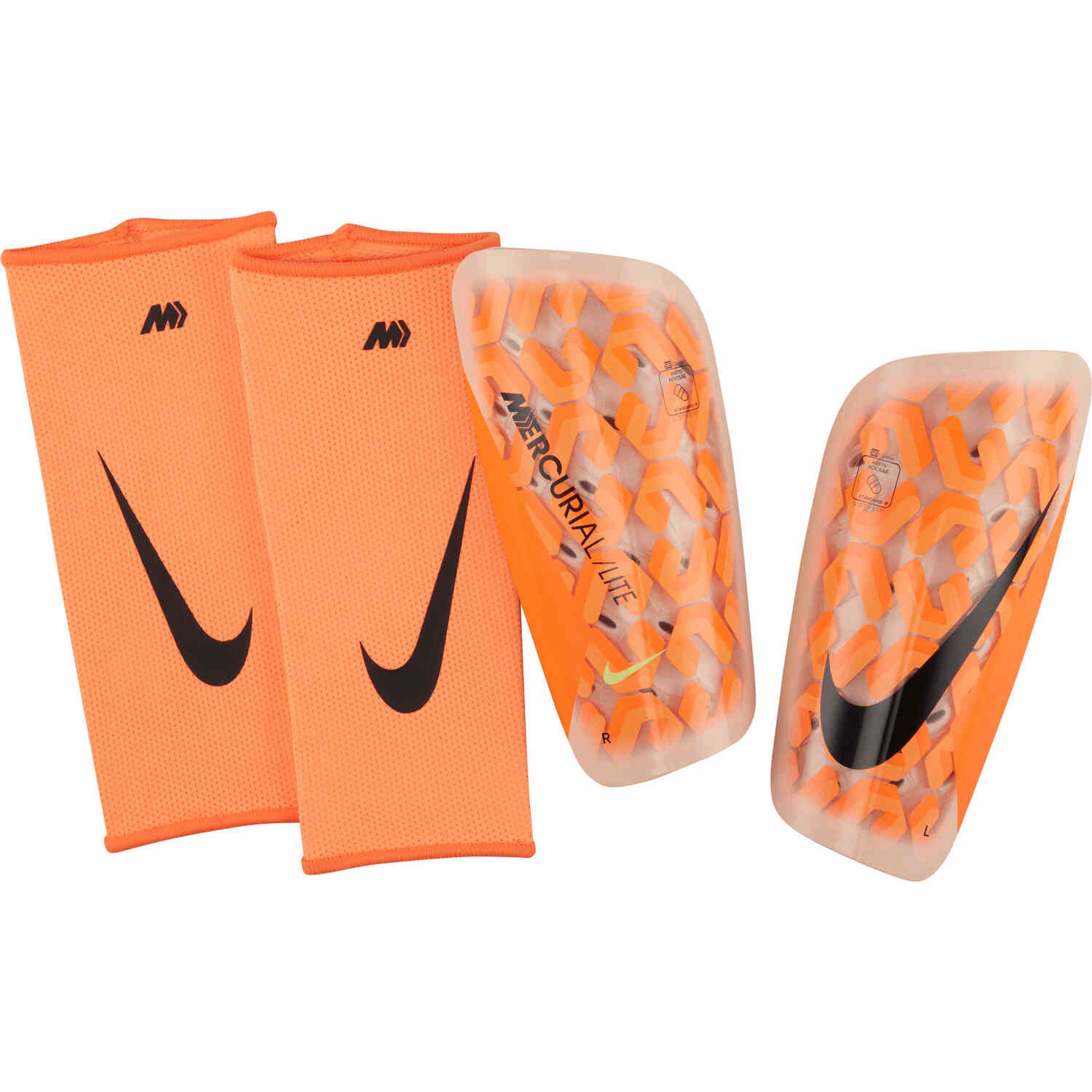 Nike Mercurial Lite Shin Guards Atomic Orange Total Orange with Black Soccer Master