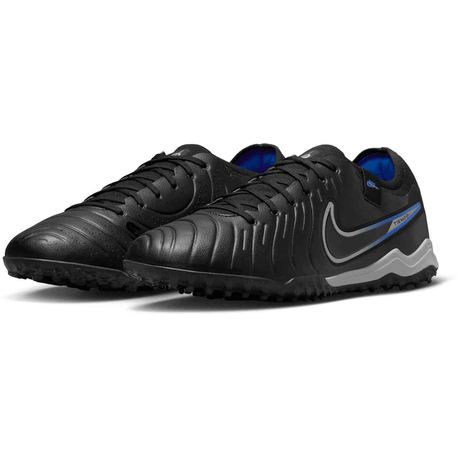 Nike Tiempo Legend 10 Pro TF Turf Soccer Shoes Black Chrome Hyper Royal