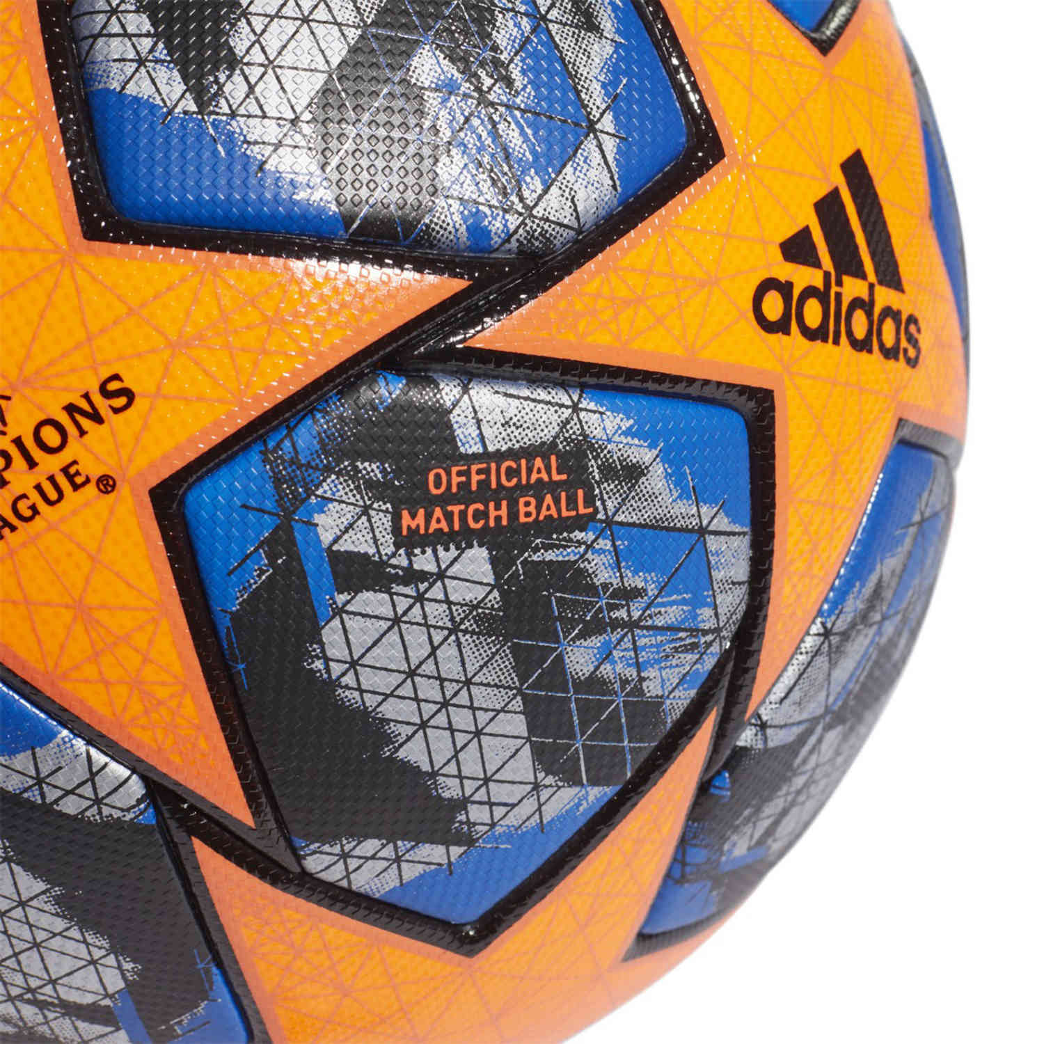 adidas UCL Finale Winter Official Match Soccer Ball - Solar Orange & Black with Football Blue with Silver - Soccer Master