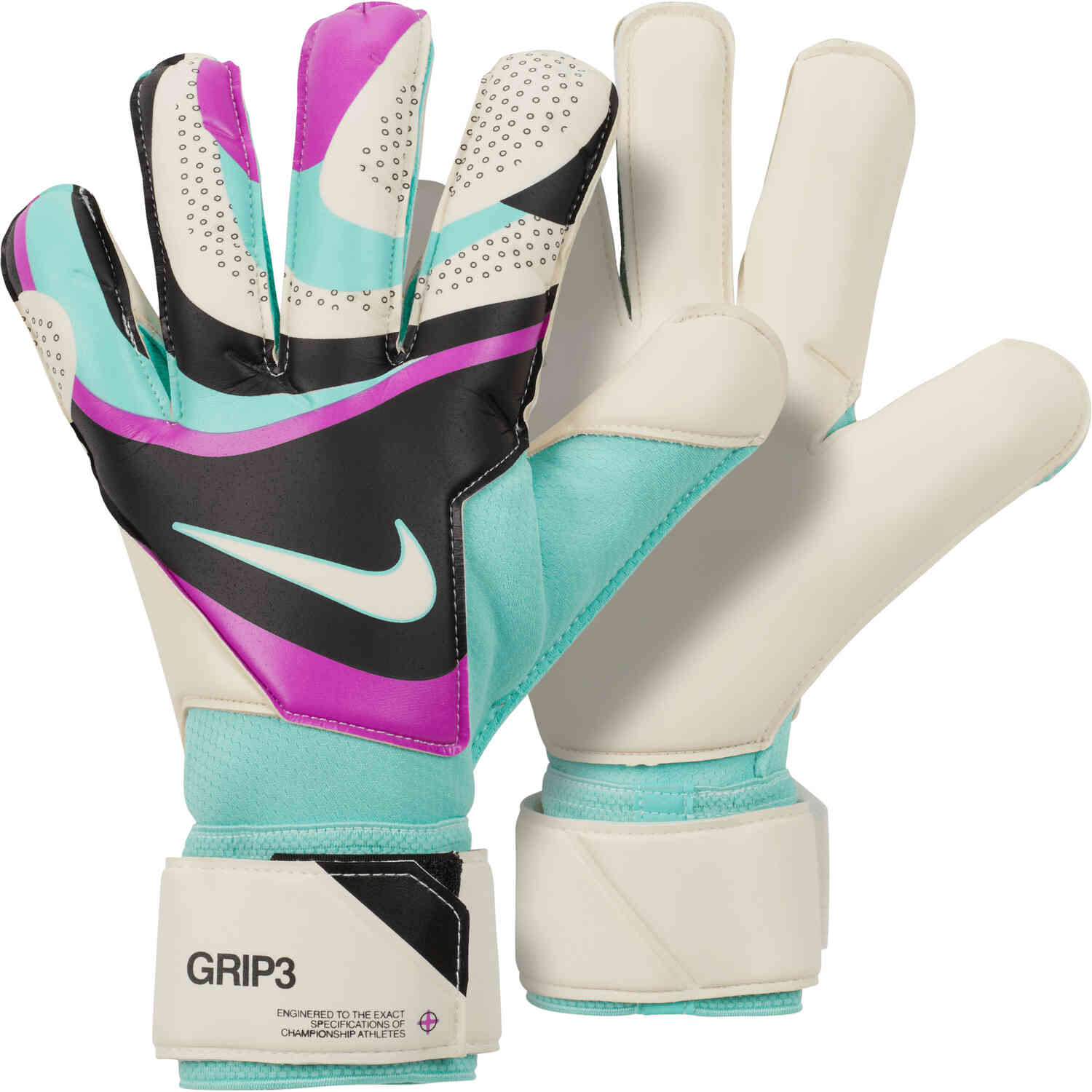 Nike Grip3 Goalkeeper Gloves Black Hyper Turq Rush Soccer