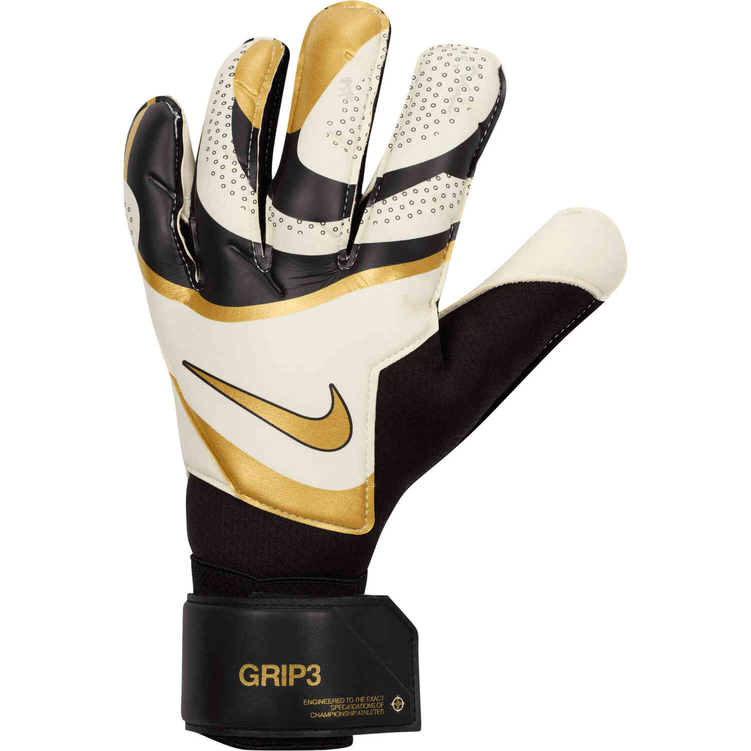 Nike Grip 3 Match Goalkeeper Gloves Black White with Metallic Gold Coin