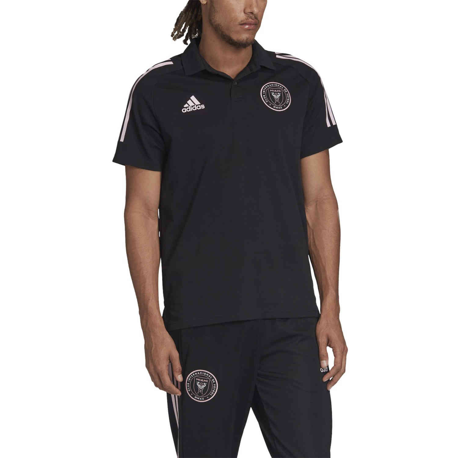 adidas Inter Miami Polo Shirt - Black/Clear Pink - Soccer Master