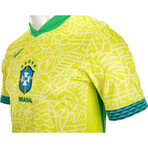 Mens Brazil Home Jersey Dynamic Yellow Lemon Chiffon Green Soccer Master