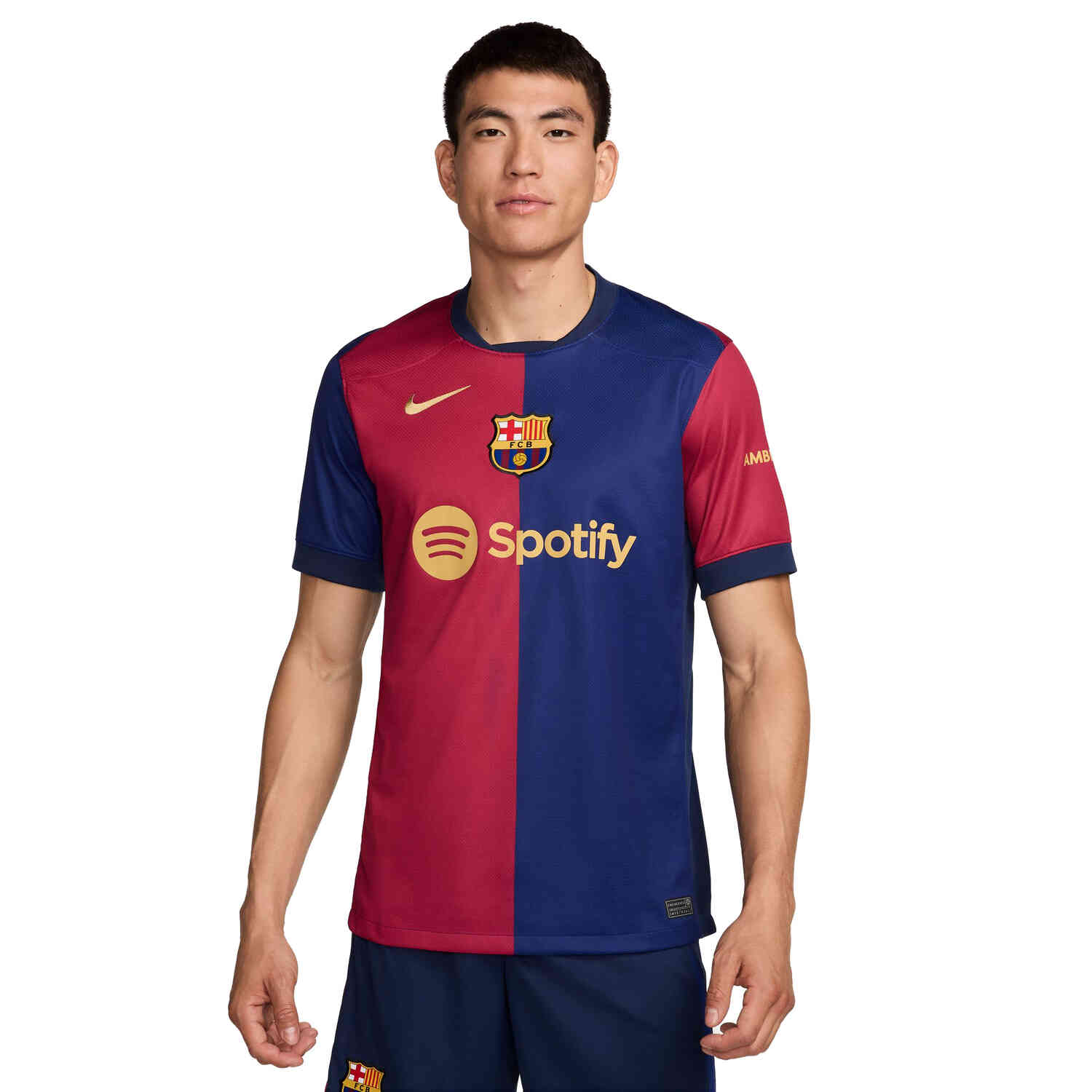 Mens Barcelona Home Jersey Deep Royal Blue Noble Red Club Gold