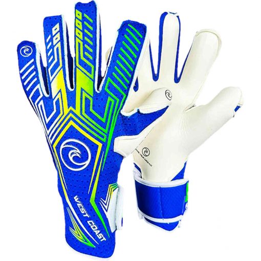 West Coast Shockwave Elite Goalkeeper Gloves - Royal & White with Volt with Green