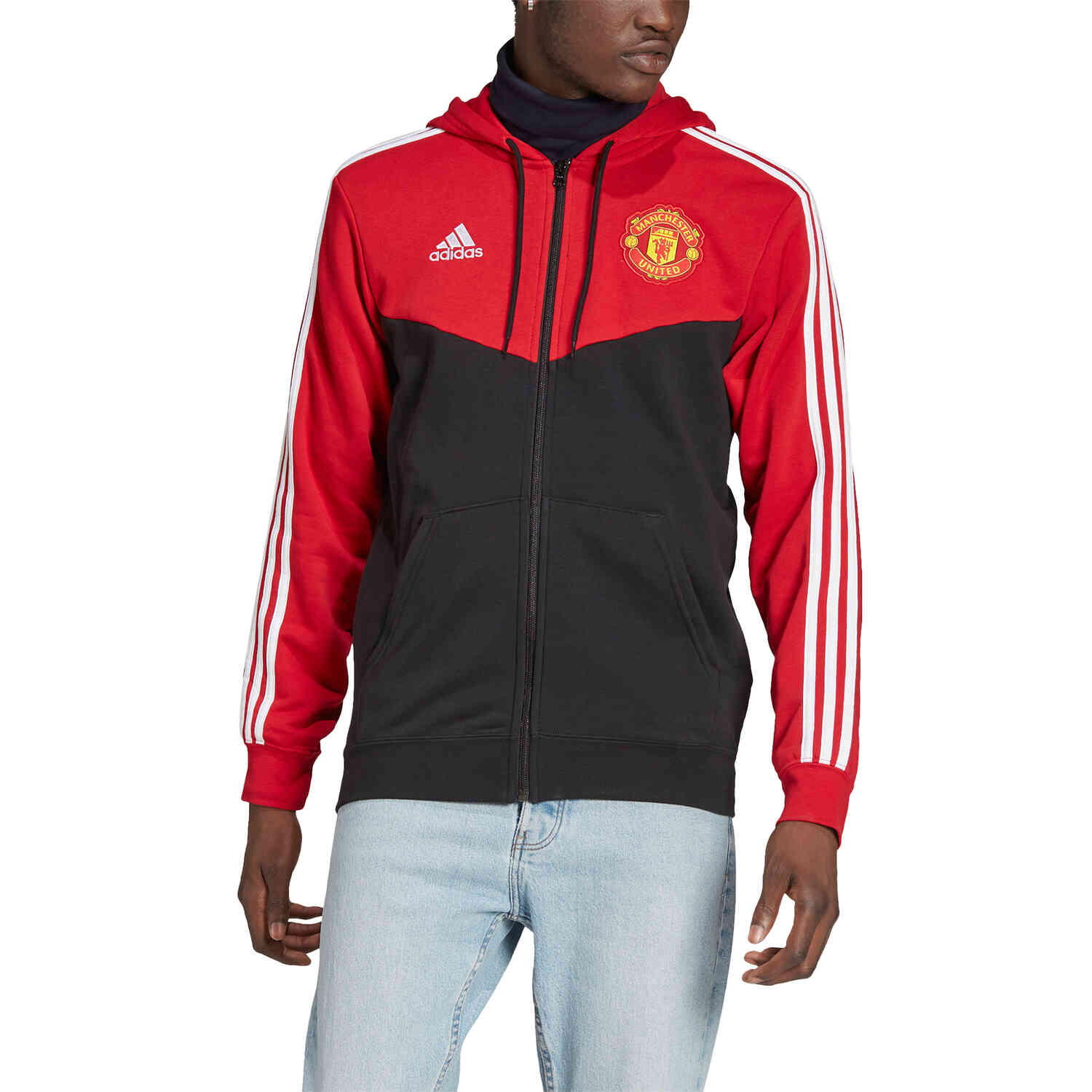 Adidas hoodie hotsell red and black