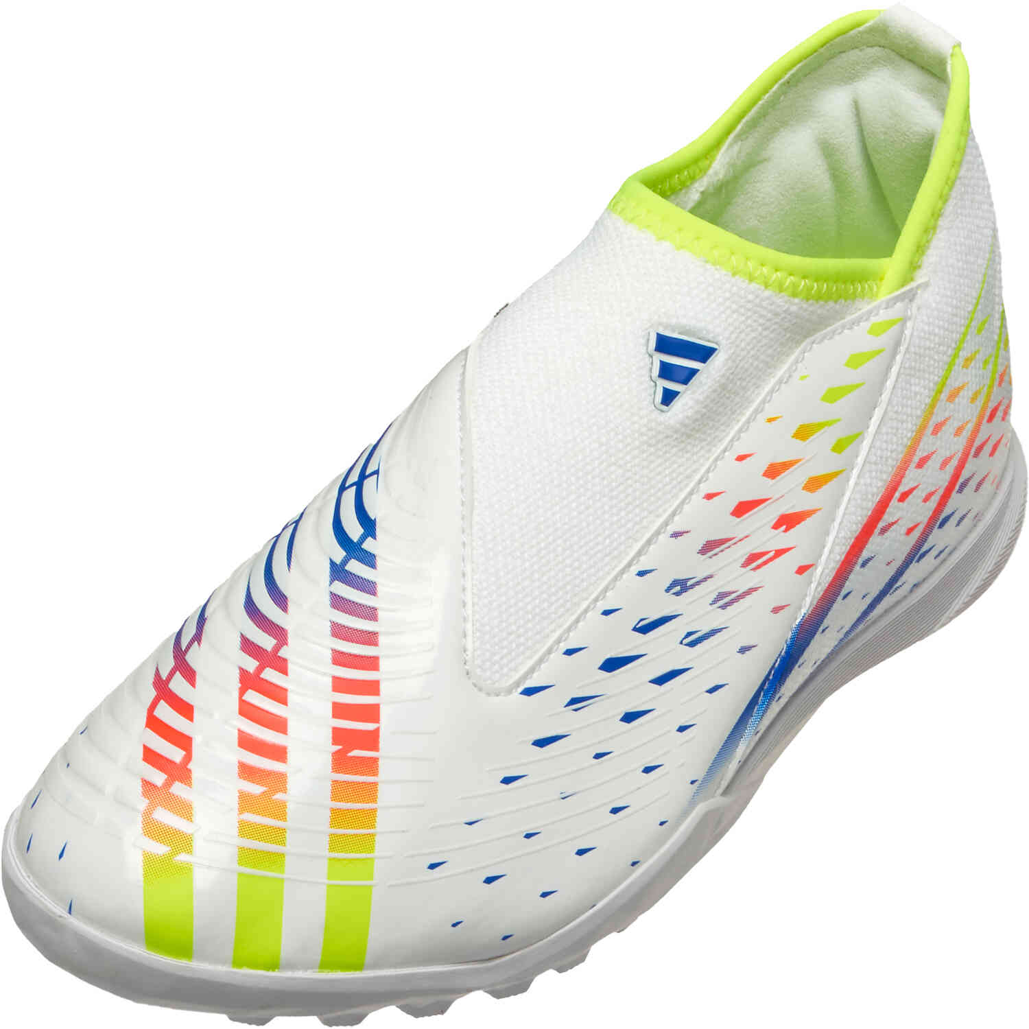 Kids Laceless Predator Edge.3 TF Turf Soccer Shoes White/Solar Yellow/Power - Soccer Master