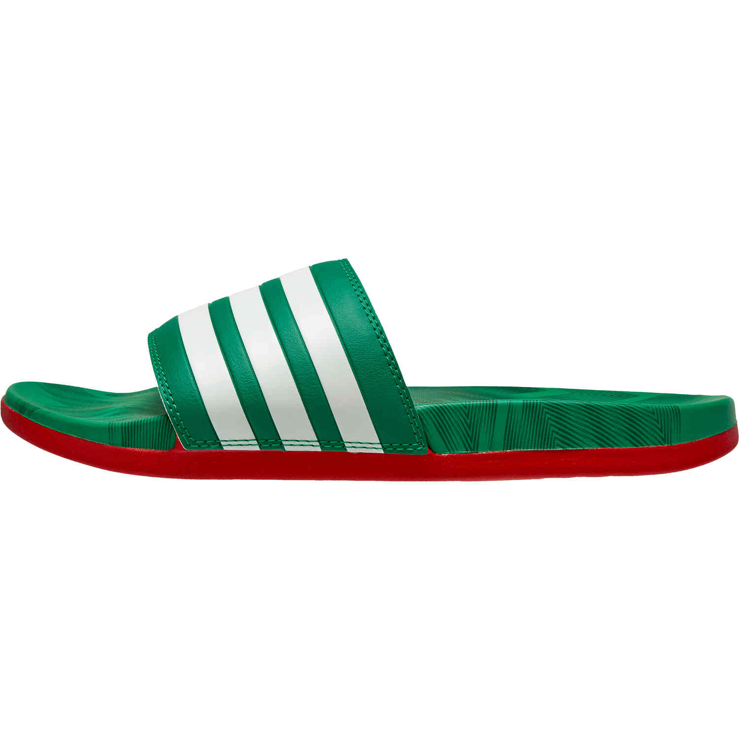 adidas Mexico Adilette Slides - Vivid Green & White with Scarlet - Soccer Master
