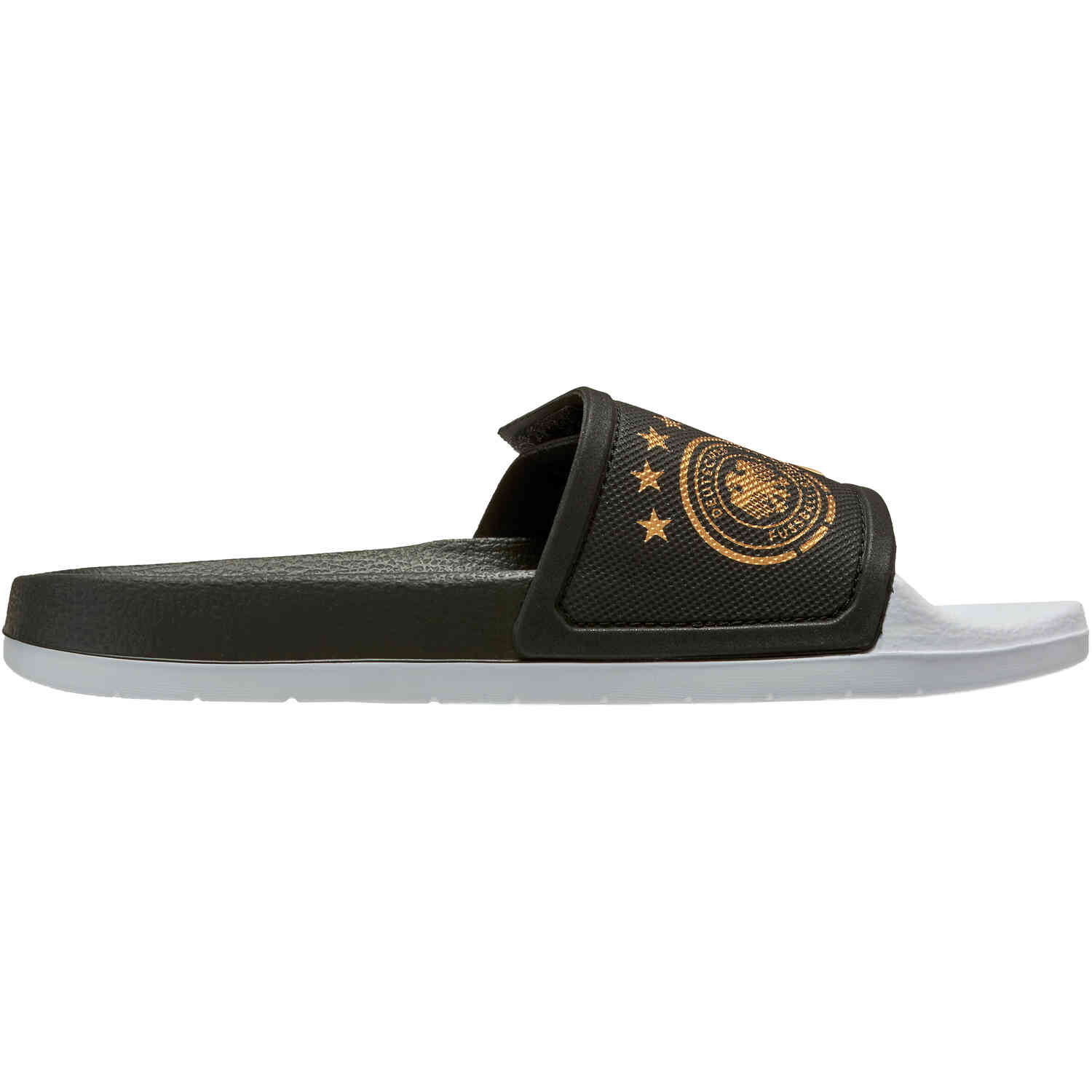 Adidas flip flops black and gold clearance