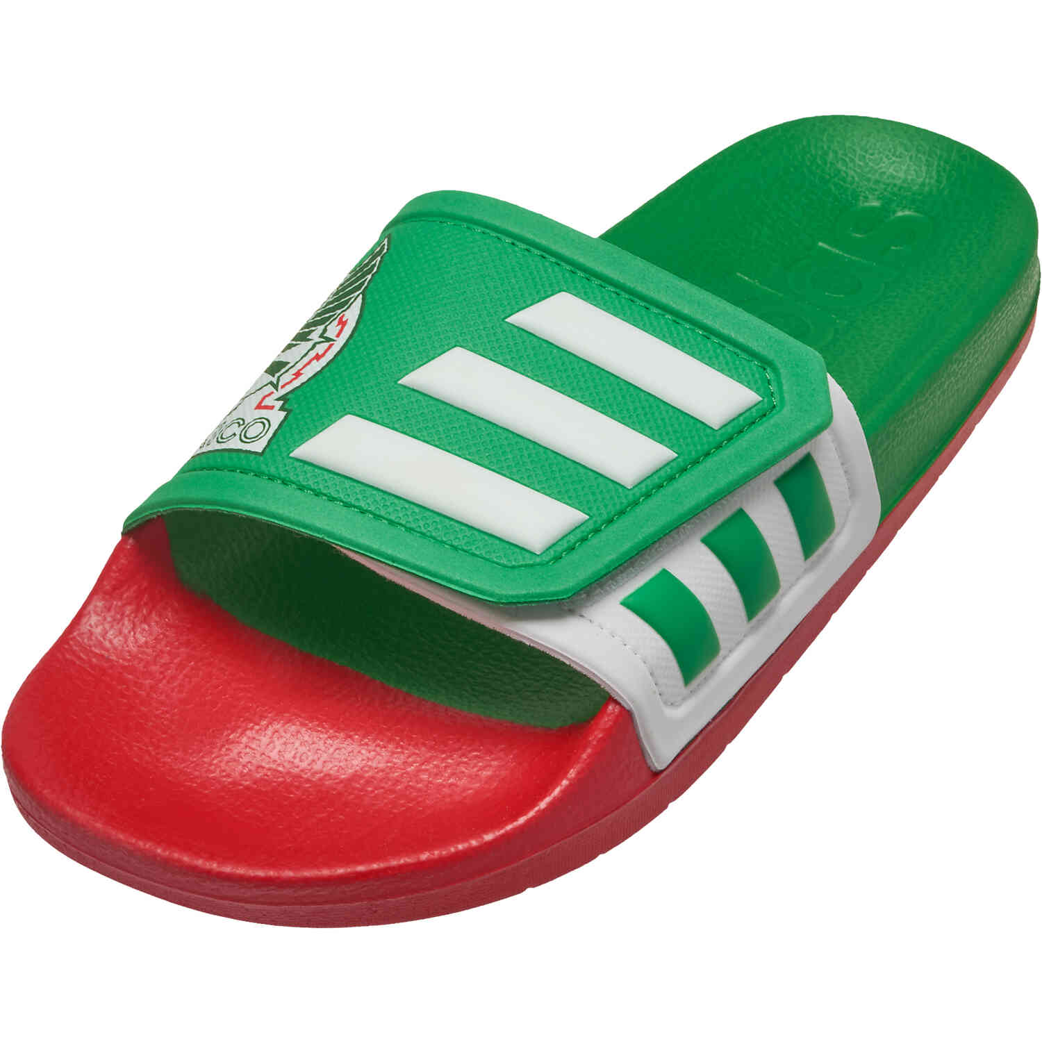 adidas Mexico Adilette TND Slides Vivid Green White Scarlet Soccer Master