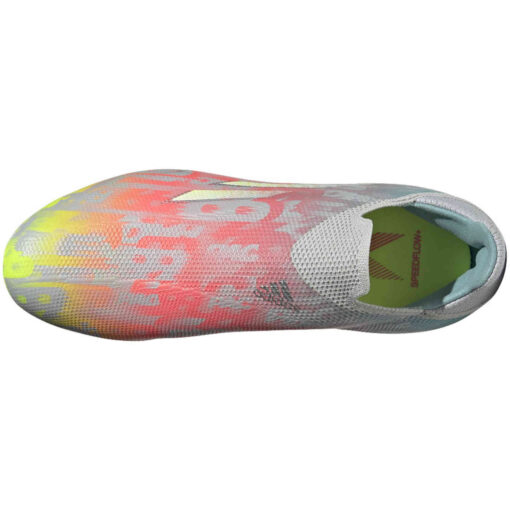Kids adidas X Speedflow+ FG - Clear Onix & Ftwr White with Solar Yellow - Image 2