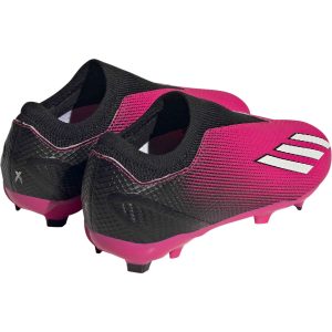 Kids adidas Laceless X Speedportal.3 FG Firm Ground Soccer Cleats Team Shock Pink 2 Zero Metallic Black Soccer Master