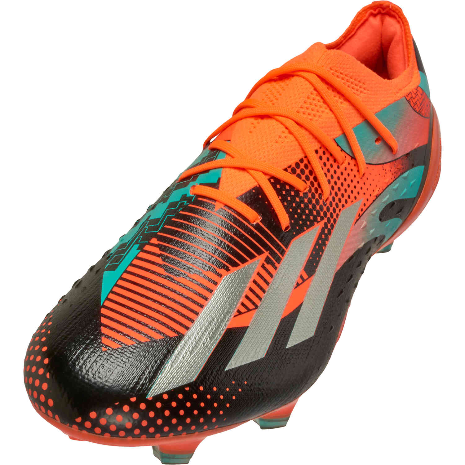 adidas Messi X Speedportal.1 FG Ground Cleats - Orange, Silver & Black - Soccer