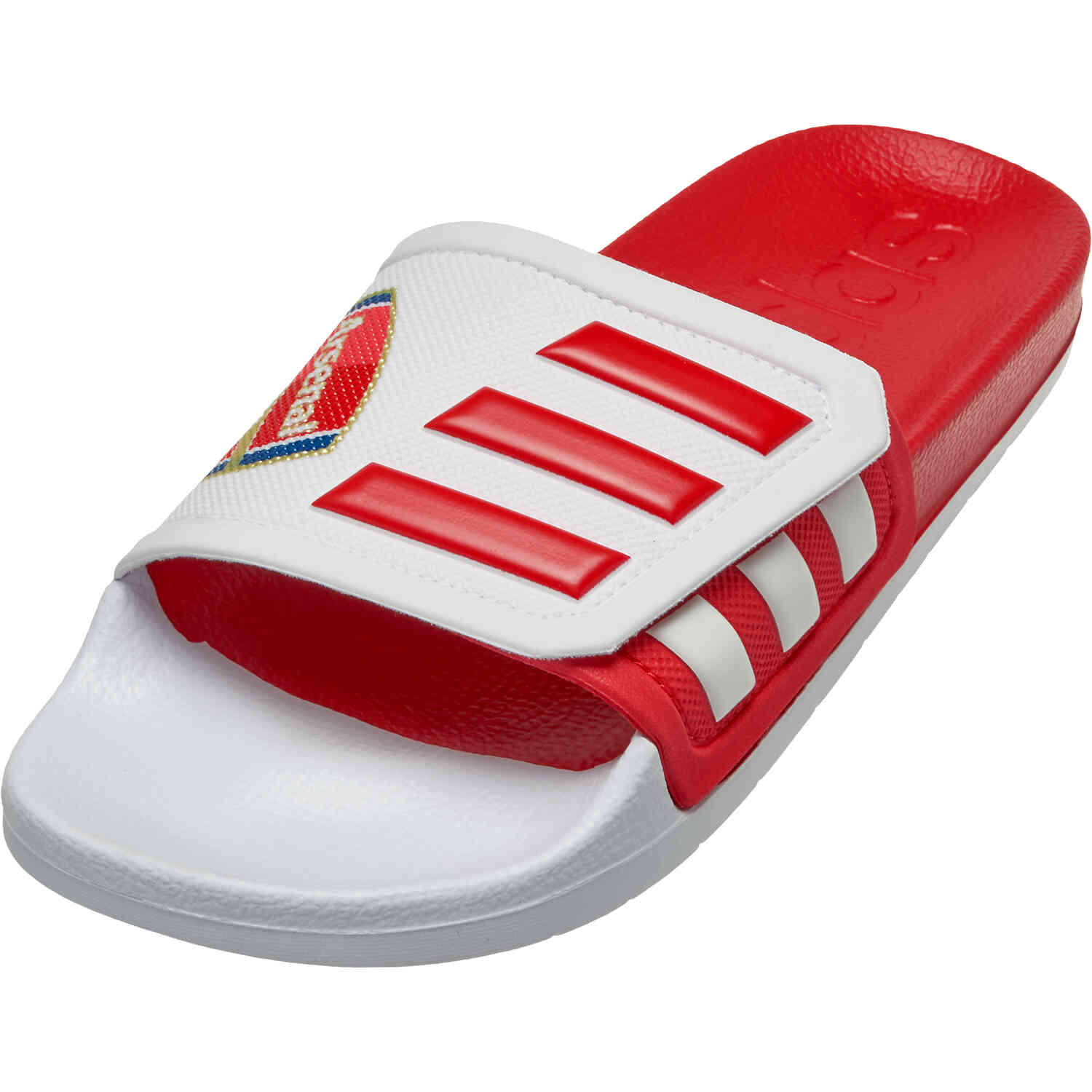 adidas Arsenal Adilette Slides White & Scarlet Soccer Master