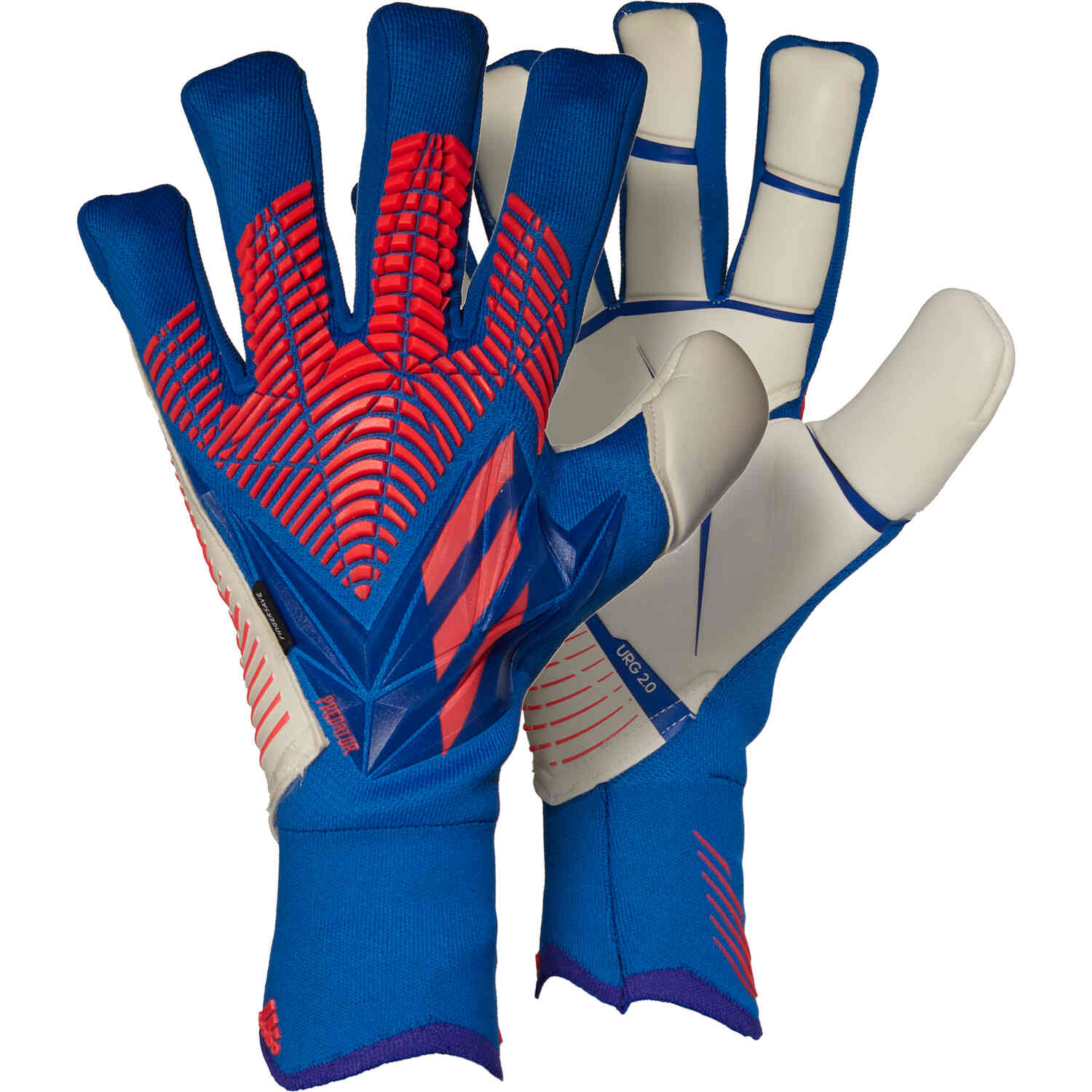 adidas Pro Fingersave Goalkeeper Gloves - Hi-Res Blue & Turbo with White Sapphire - Soccer Master