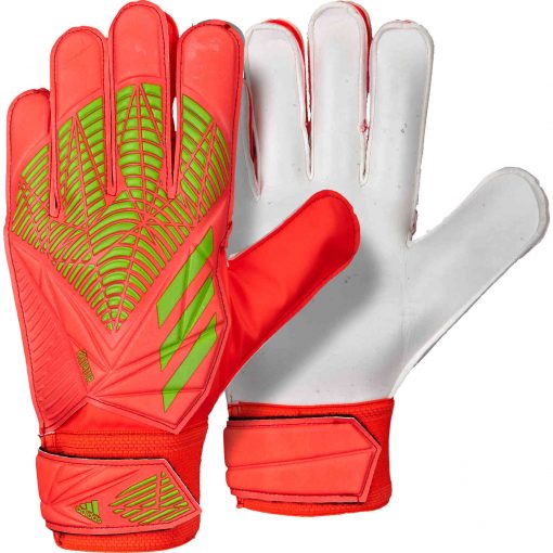 Adidas Kids Predator Edge Match Fingersave Goalkeeper Gloves Solar Red/Solar Green, 7