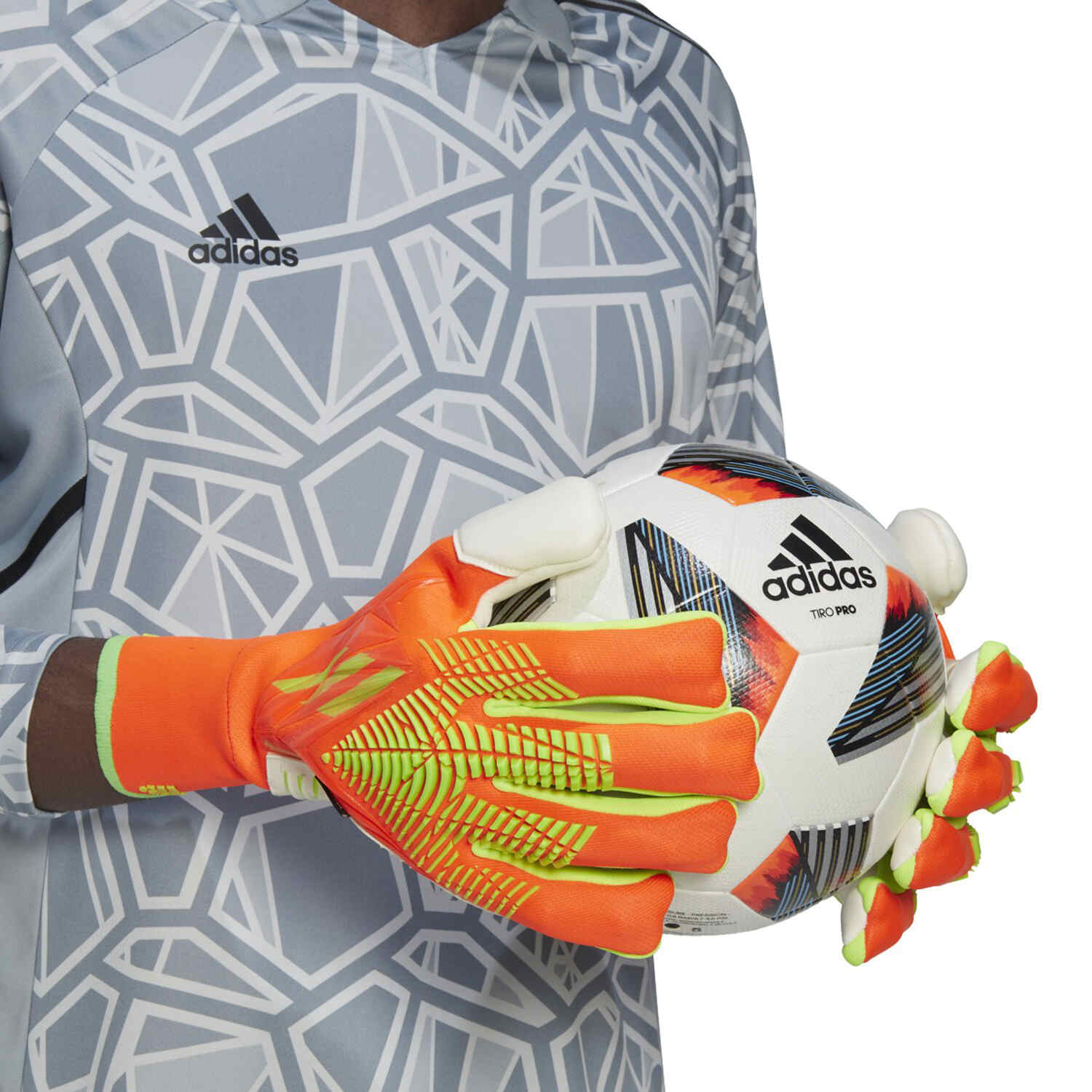 Adidas Predator Pro Fingersave Goalkeeper Gloves - Solar Red/Solar Green - 8