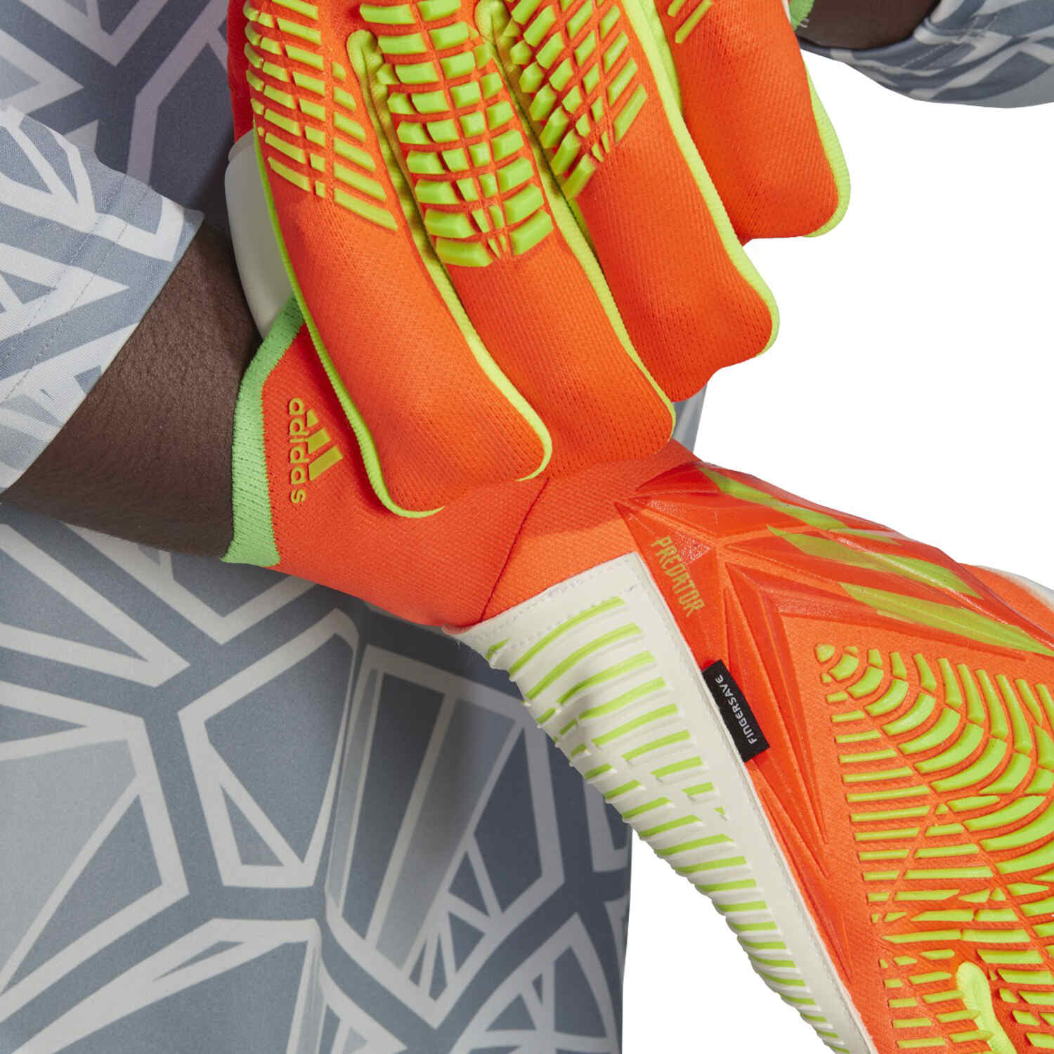 Adidas Predator Pro Fingersave Goalkeeper Gloves - Solar Red/Solar Green - 10