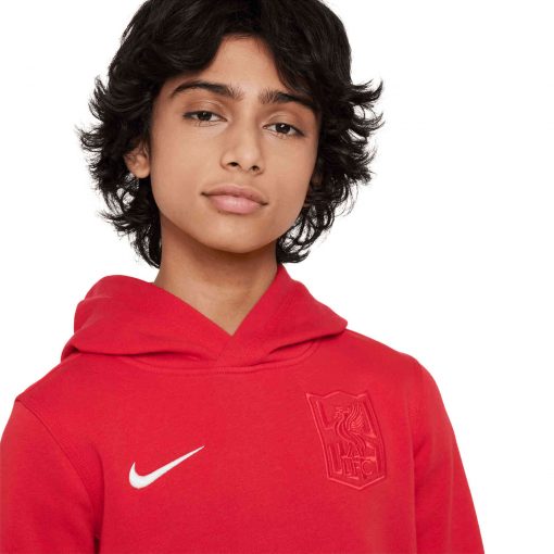 Kids Nike Liverpool Home NSW Club Hoodie - Global Red/Black - Image 3