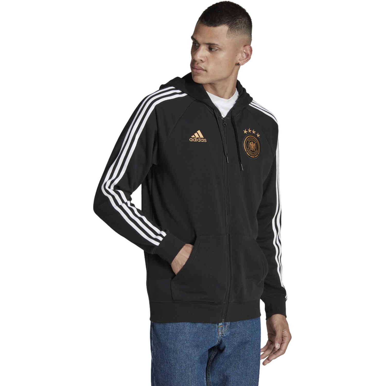 adidas Germany Full-zip Lifestyle Hoodie - Black/White - Soccer Master