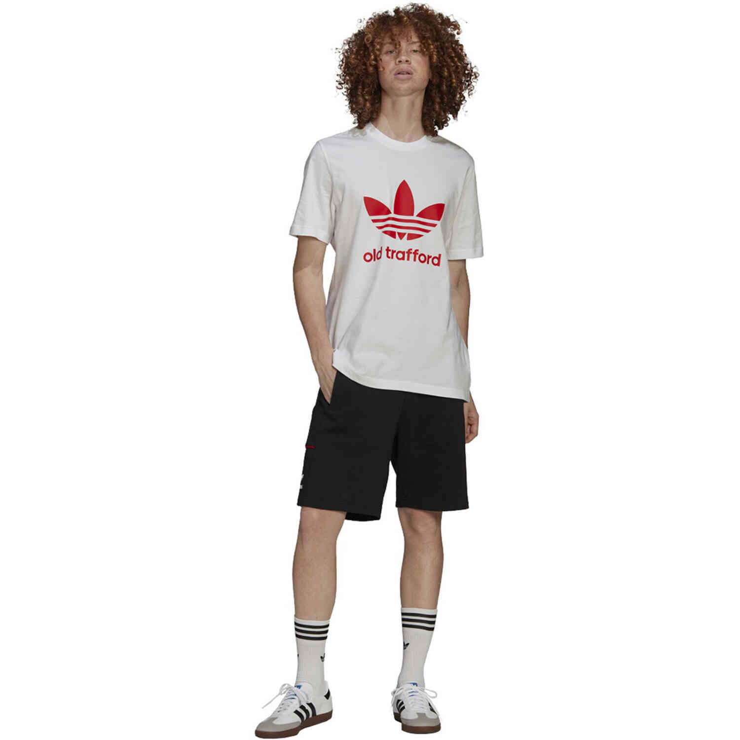 White Master Originals Trefoil Old - United Soccer Tee - adidas Trafford Manchester