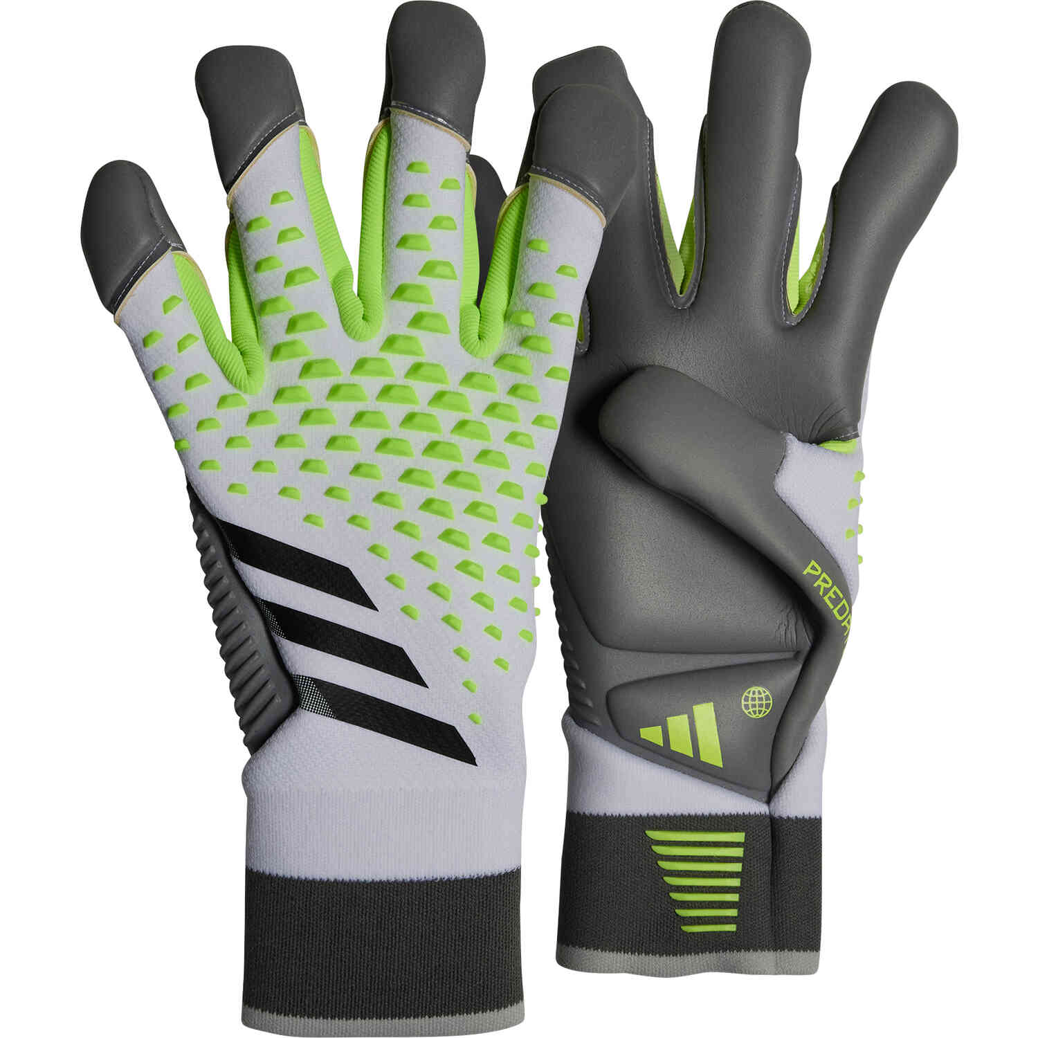 adidas Predator Edge Fingersave Pro Goalkeeper Gloves - White/Lucid Lemon
