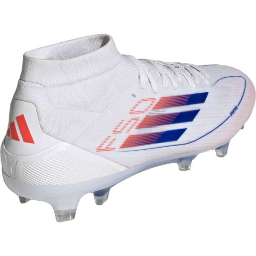 Womens adidas F50 Pro FG - Ftwr White & Lucid Blue with Solar Red - Image 4