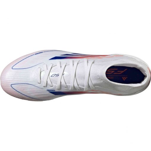 Womens adidas F50 Pro FG - Ftwr White & Lucid Blue with Solar Red - Image 5