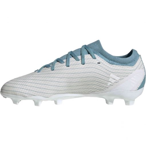Kids adidas X Speedportal.3 Parley FG Firm Ground Soccer Cleats - White, Grey & Blue - Image 2