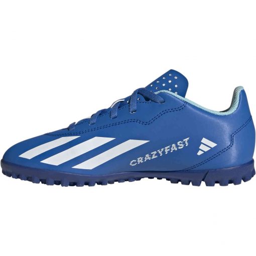 Kids adidas X Crazyfast.4 TF Turf Soccer Shoes - Bright Royal, White & Power Red - Image 2