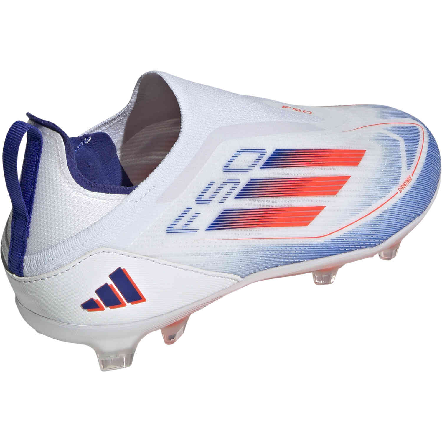 Kids Adidas F50 Laceless Pro FG Ftwr White Solar red with Lucid blue Soccer Master