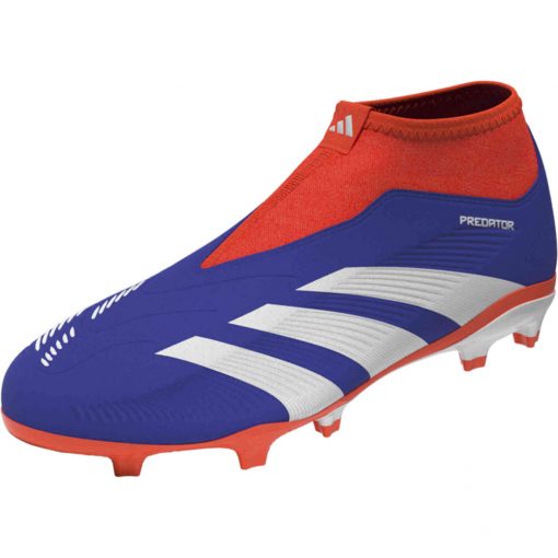 Kids adidas Predator Laceless League FG - Lucid Blue & Ftwr White with Solar Red